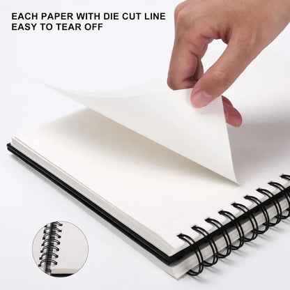8.5x11 inch hardcover spiral bound sketchbook, 80 sheets of 90gsm inner paper, acid-free