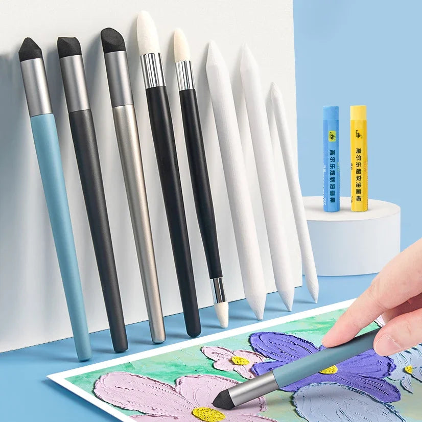 1PC Blending Sponge Pen For Oil Pastel Washable Sketch Rubbing Brush Reusable Drawing Art Blenders Detail
