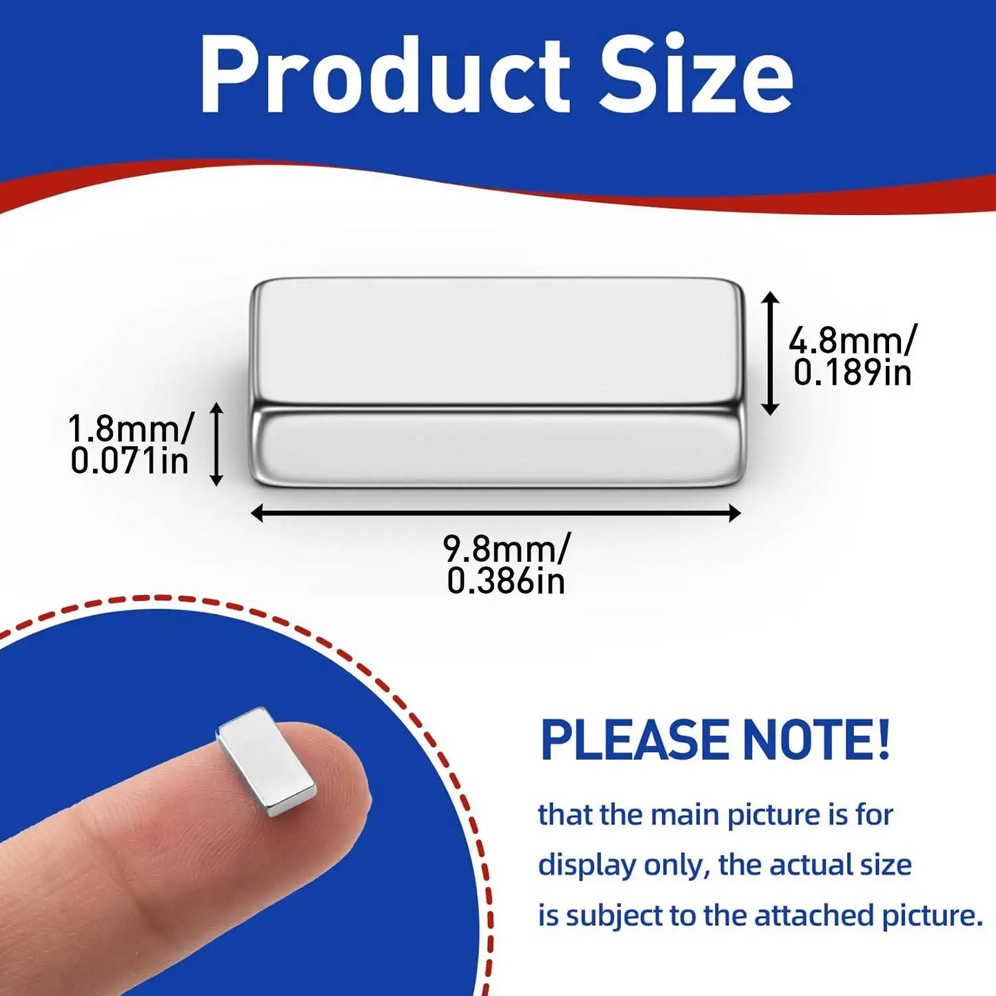 100/200/400/600 PCS Silver rectangular magnets with Double-Sided Adhesive