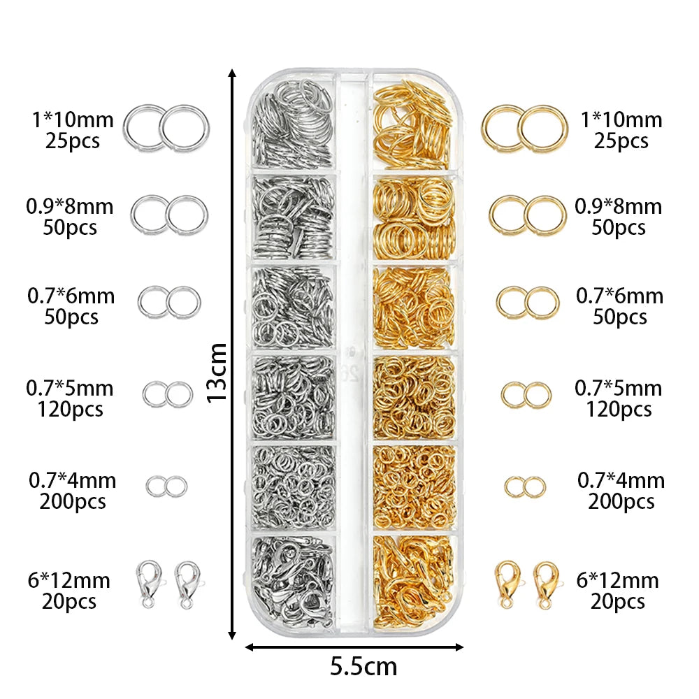 930pcs/Box Jewelry Findings Kits Open Jump Rings Lobster Clasps Hooks Pliers Tweezers for DIY Bracelet Necklace Jewelry Making