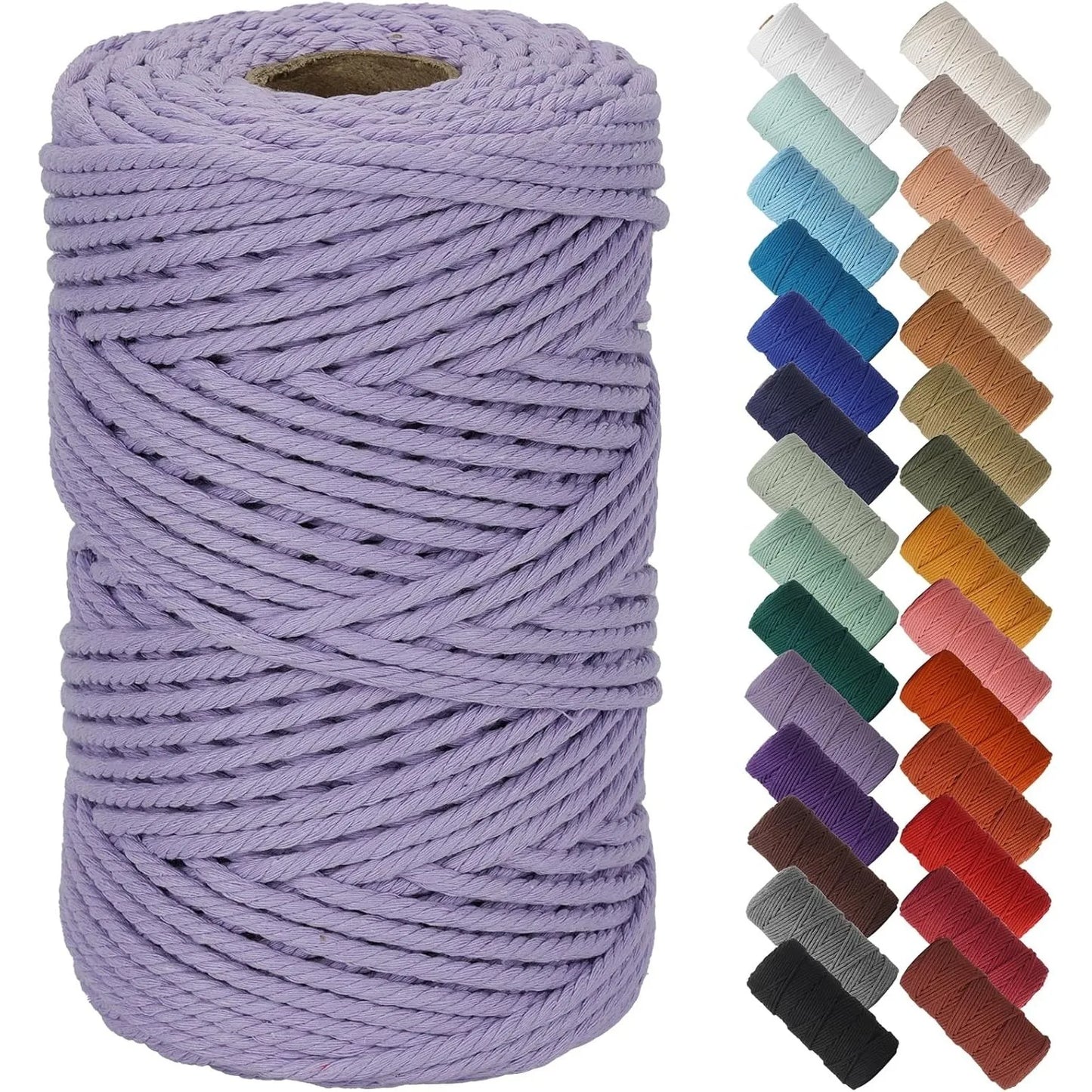 Natural Macrame Cord 3mm x 109Yards, Beige Macrame Rope, Cotton Cord for Wall Hanging, Plant Hangers, Christmas Crafts, Knitting
