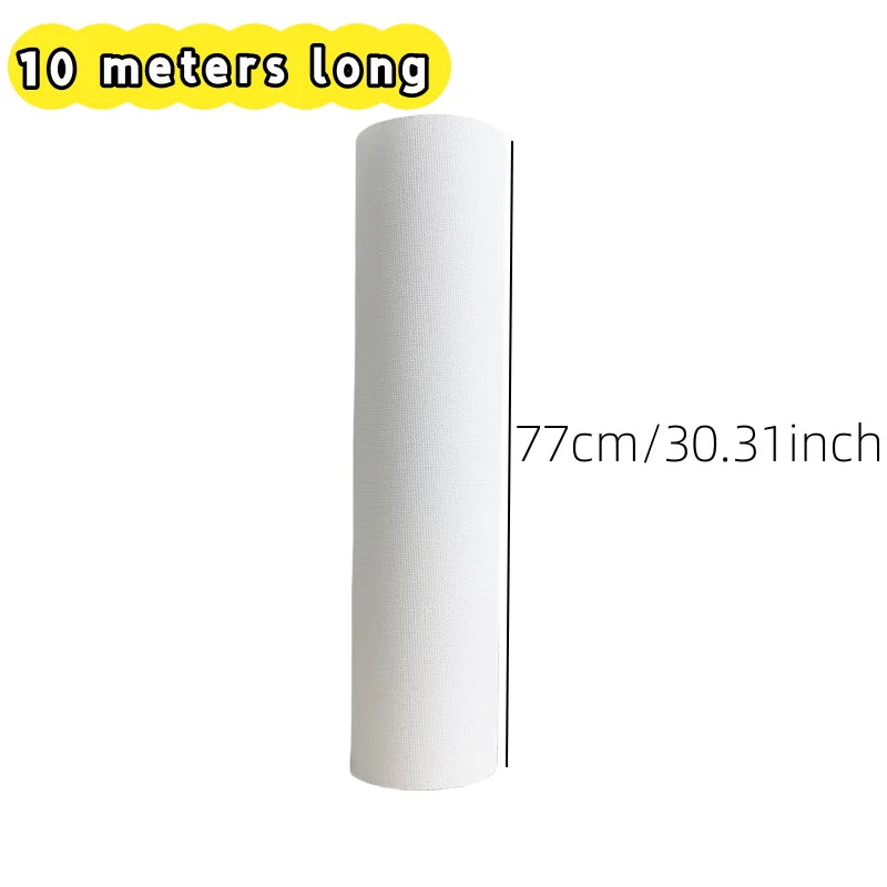 10M/Roll Cotton Canvas Roll,White Blank Specialized Suitable for Oil Painting,Acrylic Pigments,27,37,47,,57,67,77,87cm Wide