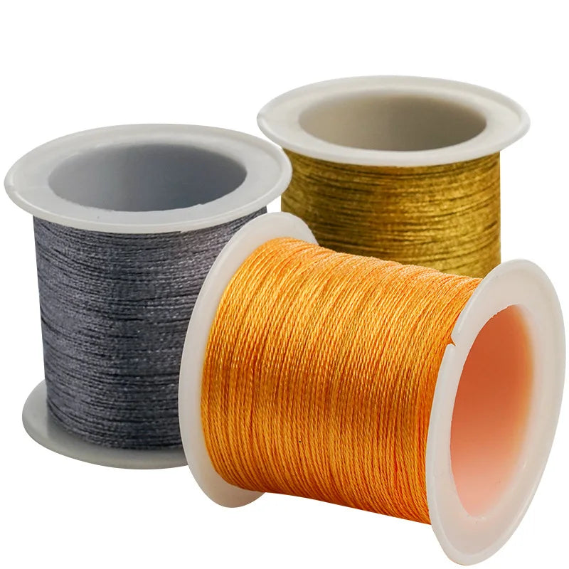 0.4mm 50m Nylon Gold Silver Thread Jewelry Cord Wire For DIY Bracelet Beading