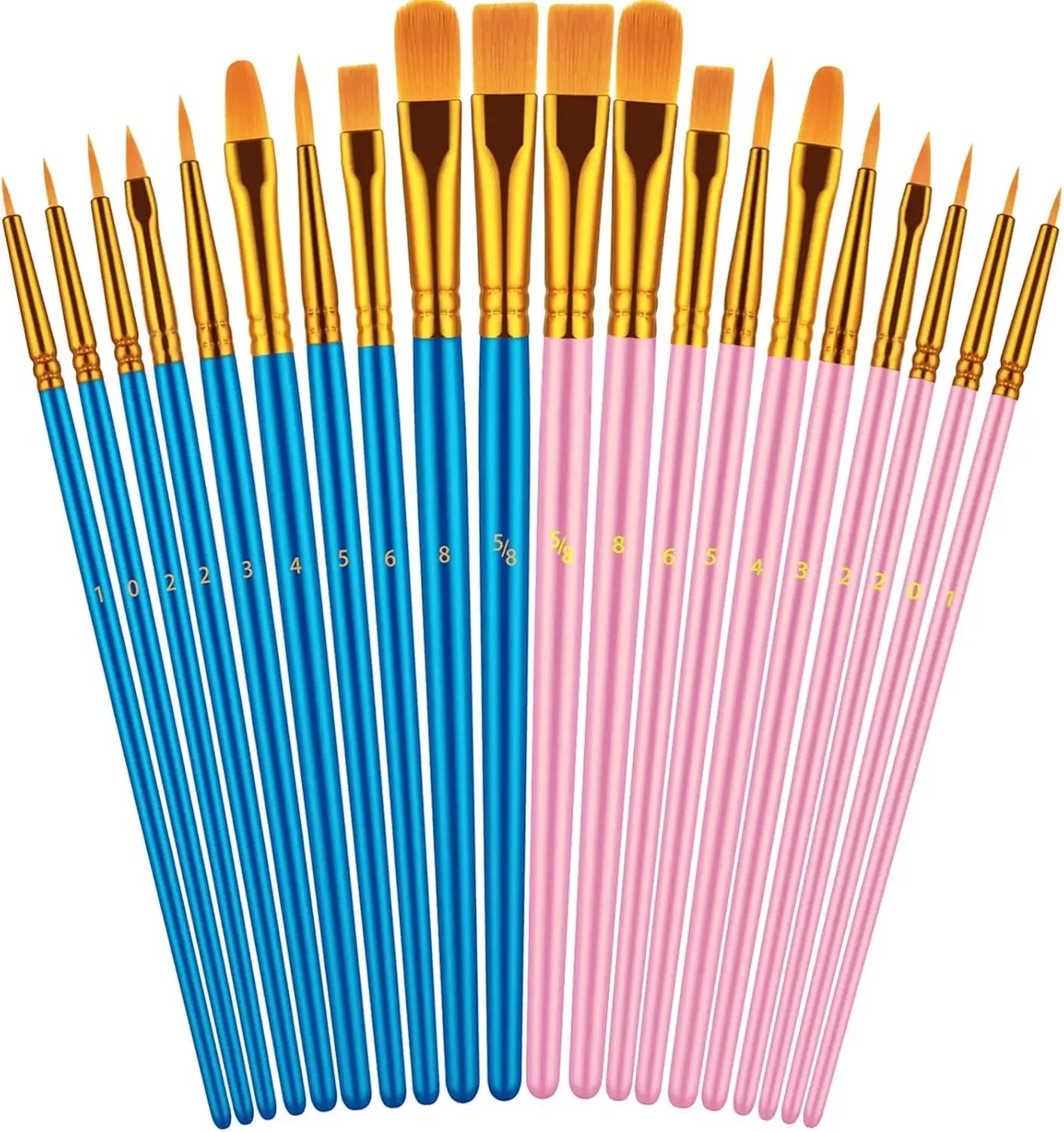 20 oil watercolor acrylic paint brushes, blue