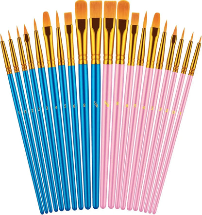 20 oil watercolor acrylic paint brushes, blue