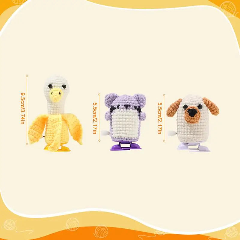 Beginner Crochet Kit Cute Animal Knitting Kit Easy Walking Banana Duck Kitten Puppy Set With Step-by-Step Video