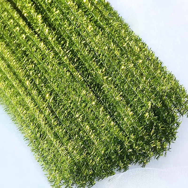 10/50/100 Glitter Chenille Stem Pipe Cleaner Plush Metal Foil Stem Wire Sticks DIY