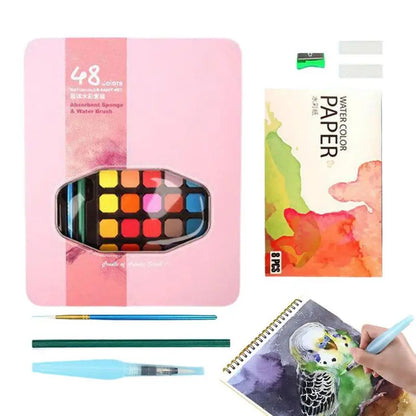 Watercolors Paint Set 48 Colors Set Palette Pastels Travel