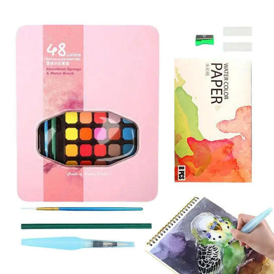 Watercolors Paint Set 48 Colors Set Palette Pastels Travel