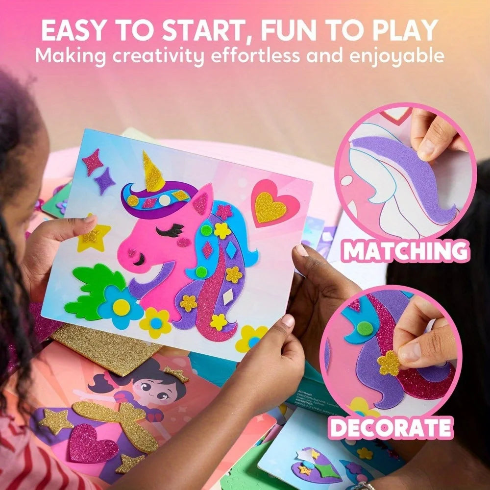 JOYFY Kids Foam Art Kit EVA Foam Stickers with 6 Art Board and 800+ Stickers DIY Arts Crafts