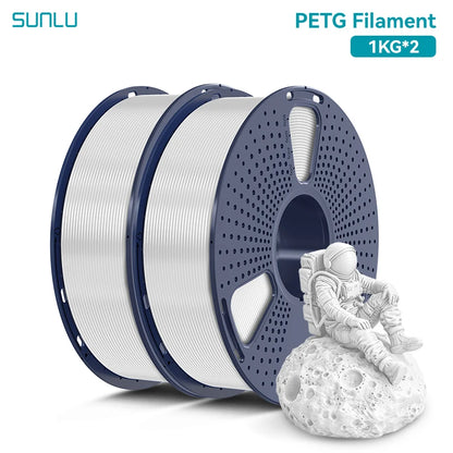 SUNLU 2KG PETG/PETG Clear Filament 1.75 ±0.02mm 1kg Spool (2.2lbs)