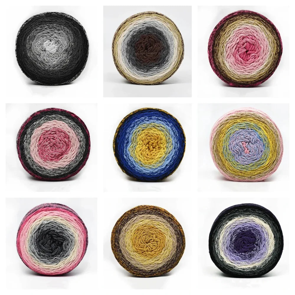 230g Rainbow Segment Dyed Gradient Color Cotton Yarn DIY Handmade Knitted Crochet Hat Bag Shawl Blanket Cape Bag