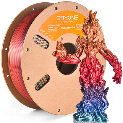 Eryone Silk Rainbow PLA 1KG Filament 1.75mm ±0.03mm Excellent Quality For 3D Printer Sunset Vibrant Palette Rainbow Materials