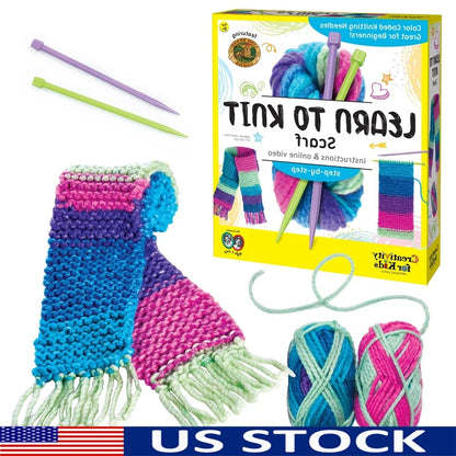 DIY Knitting Kit Kids Ages 9-12 Scarf Crafting 90 Yards Yarn