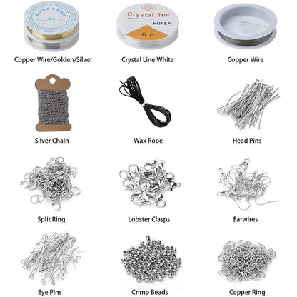 2456-Piece Deluxe DIY Bead Jewelry Making Kit - Includes Beads, Findings, and Accessories