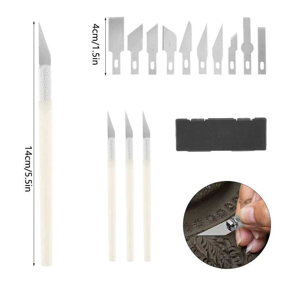13pcs Precision Carving Kit Utility Cutter with 13 Refill Blades Scrapbooking