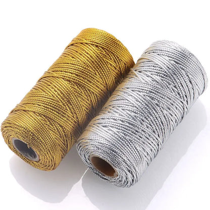 100m/Roll Golden Thread Silver Cord Packing Rope Ornament String For DIY Needlework 1.5mm