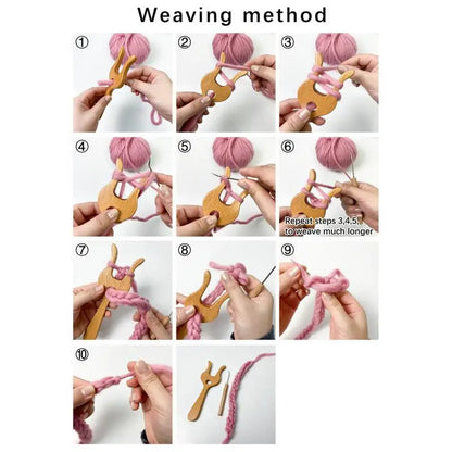 Cord Knitting Fork Wooden Weaving Fork With Loom Hook Crocheting Knitting Fork For Braiding Beginners