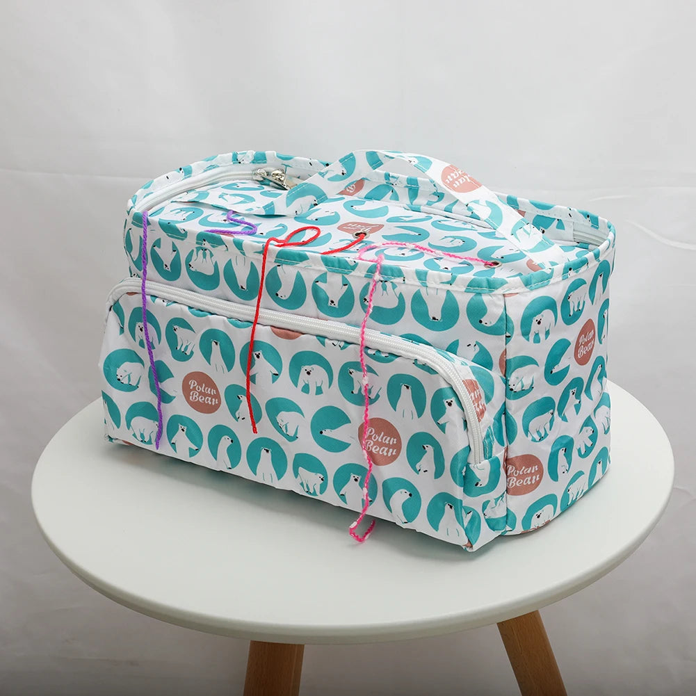 Wool Crochet Hooks Bags Oxford Cloth Knitting Thread Yarn Printing Storage Tote