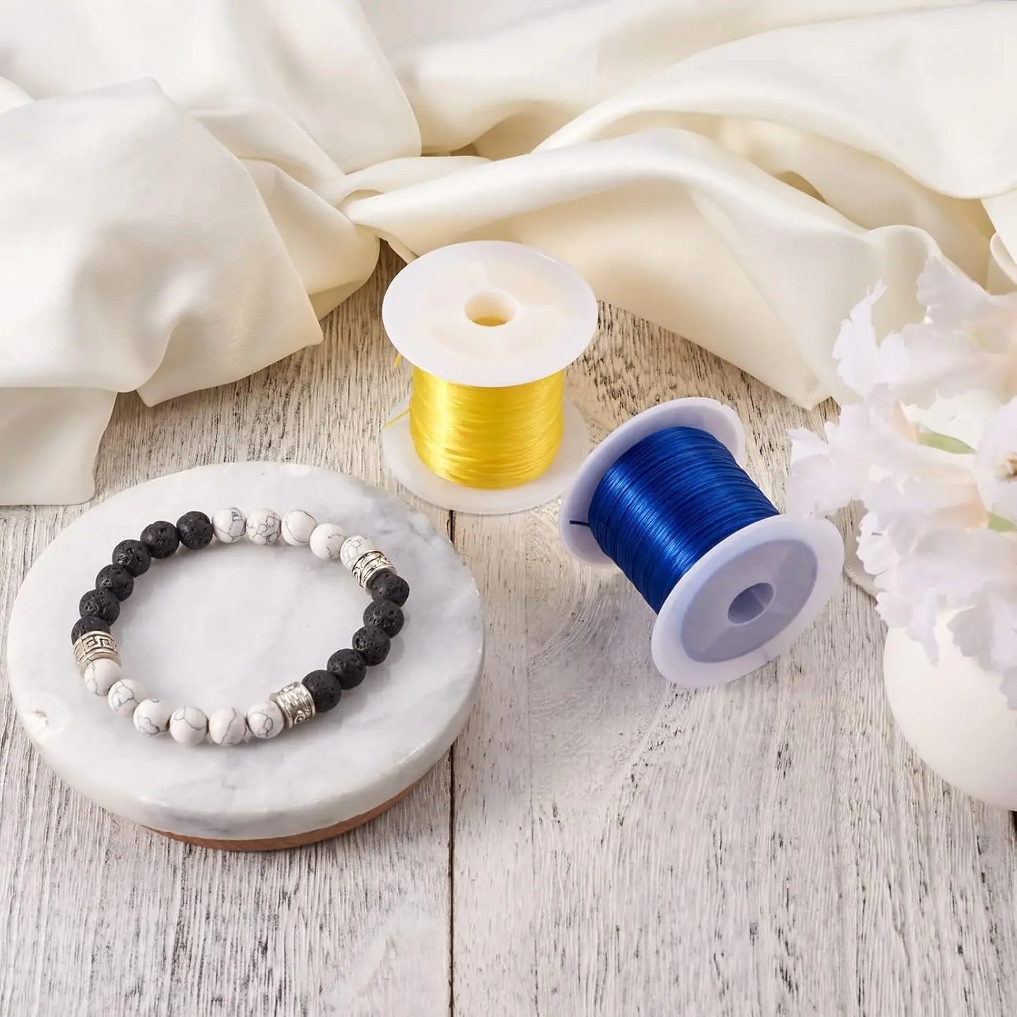 JHNBY 25rolls/Bag 0.8mm Elastic Stretch Fiber Wire Jewelry Making Bracelet Crystal String Cords 10m/roll Mixed Color