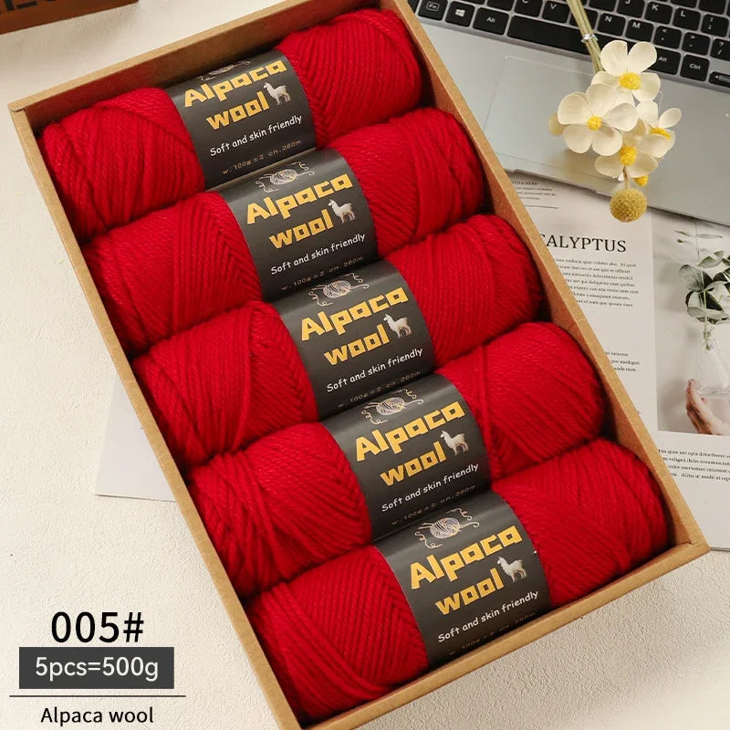Alpaca Wool Yarn 500g DIY Knitting Kit 245 Stick Needle Thick Warm Yarn