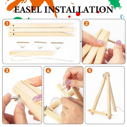 4 Pack Framed Paint by Numbers Kit with Wooden Easel, DIY Green Plant with Frame