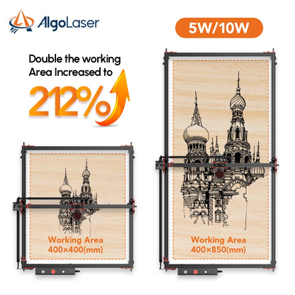 Algolaser Laser Engraver Large Area 40x85cm/40x40cm Laser output power 5W/10W