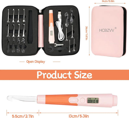 18PCS Crochet Hook Set With Counter Ergonomic Knitting Needles Kit Metal Interchangeable Head DIY Accessories Tool For Beginner