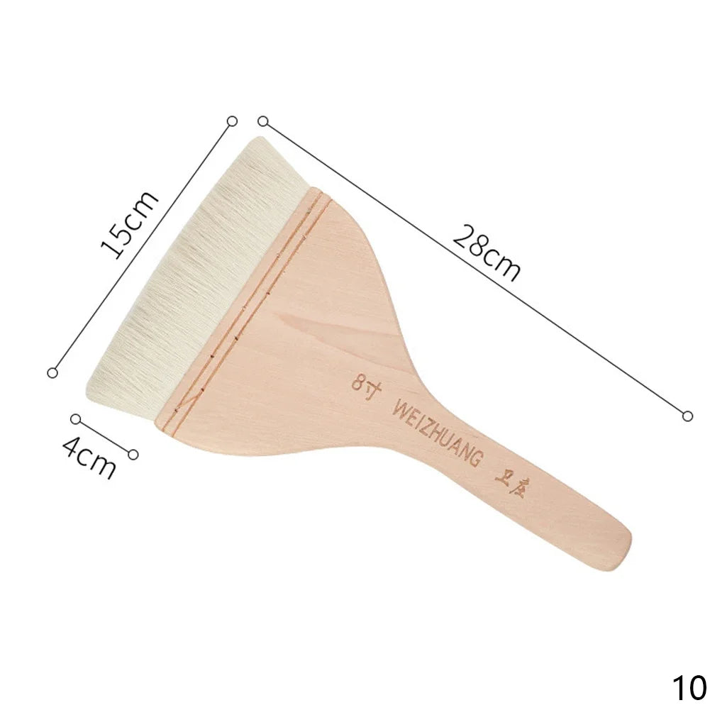 Wooden Handle Goat Hair Paint Brushes Smooth Sanding for Wall 10 Sizes Watercolor Acrylic Oil