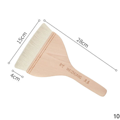 Wooden Handle Goat Hair Paint Brushes Smooth Sanding for Wall 10 Sizes Watercolor Acrylic Oil