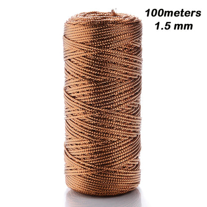100m/Roll Golden Thread Silver Cord Packing Rope Ornament String For DIY Needlework 1.5mm
