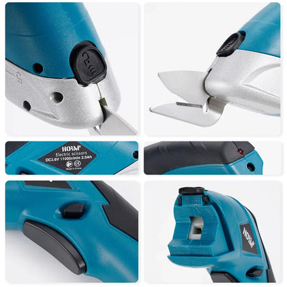 USB Rechargeable Electric Scissors 3.6V Fabric Leather Fabric Cardboard Plastic Cutting Tool with Built-In 2.0Ah Battery