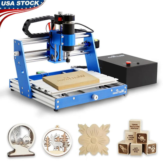 Metal Structure 500W CNC Router Engraving Machine 3 Aixs with Emergency Stop Button Limit Switches Wood Aluminum AC/DC 24V Power