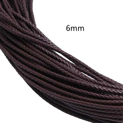 5m 3/4/6mm Braided Leather Cord Rope Strip Thread for DIY Pendant Neck Weaving Bracelet