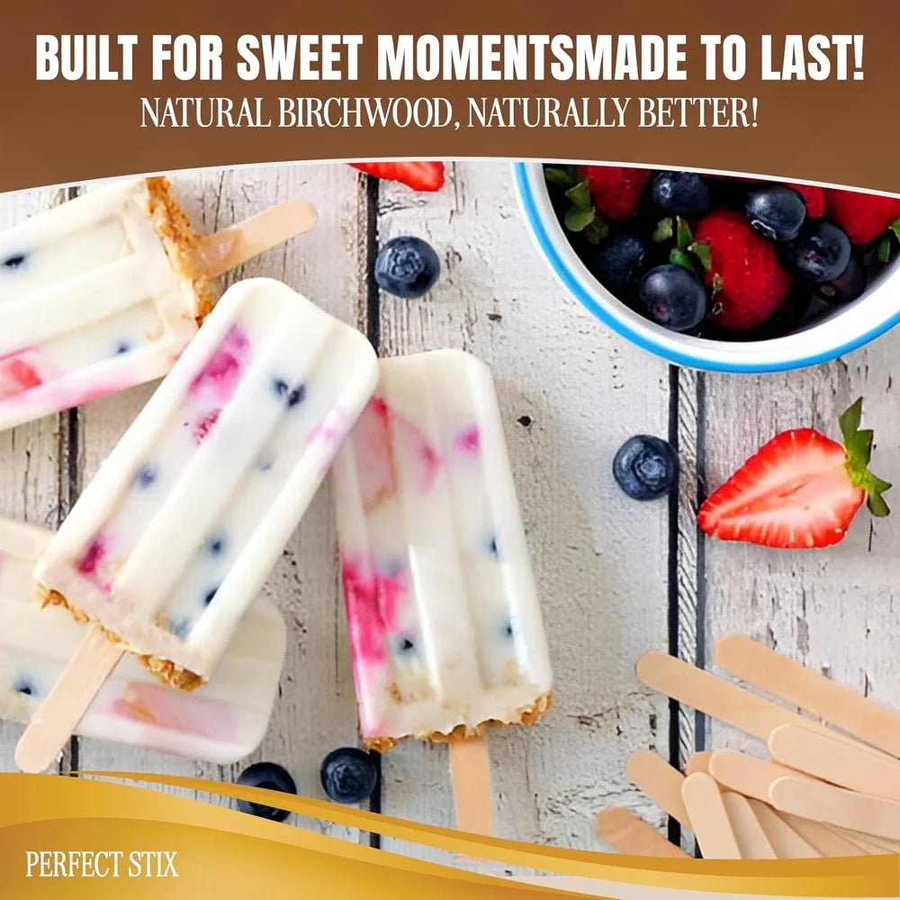 Premium Food Grade Birchwood Popsicle Sticks Pack of 2000CT Smooth Crafting Sticks Compostable Eco-Friendly Waxing Supplies