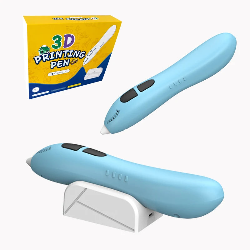 CRH Super Low Tem 3D Printing Pen - Includes 3D Pen, 12 Colors of PCL Filament Refill with Stencil Guide and User Manual, Blue