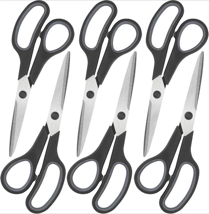 8" Scissors All Purpose 6 Pack - Comfort-Grip Sharp
