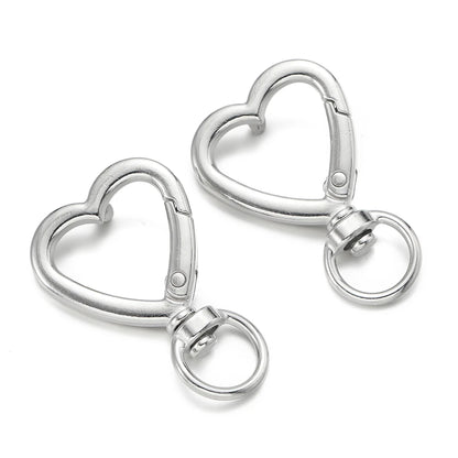 5Pcs Heart Shape Rotation Alloy Lobster Spring Clasps Openable Key Ring Hook Carabiner Connector Dog Chain Buckles DIY Jewelry