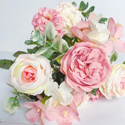 7 heads high quality peony Artificial flowers silk peonies bouquet Rose hydrangea