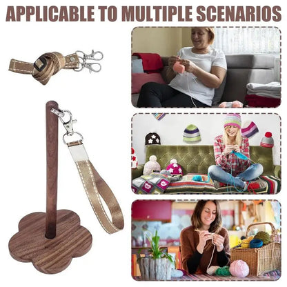 Wrist Wooden Yarn Ball Holder With Wristband Yarn Spinner Stand For Preventing Yarn Entanglement