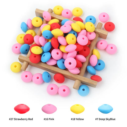 50/100pcs Silicone Lentil Beads 12mm Abacus Loose Focal Beads For Jewelry Making