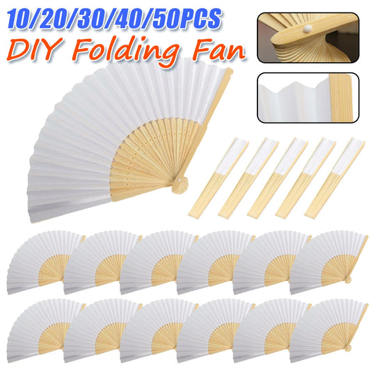 Blank White DIY Paper Decorative Fans Hand Practice Paper Fan Elegant for Calligraphy Drawing