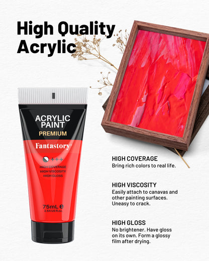 Acrylic Paints 20 oz, 8 Pack (6 Red & 2 White) Tubes, Premium Thick Craft Paints