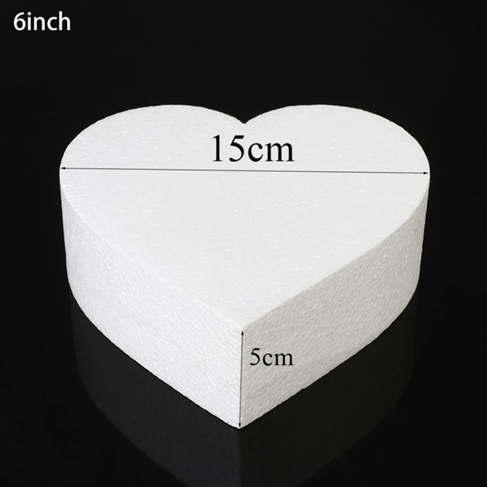 4/6/8/10 Inch Heart Shaped Polystyrene Styrofoam Sugar Craft Dummy Party DIY Practice Model Cake Foam Mold