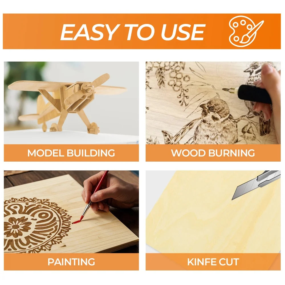 Basswood Sheets 3mm Thick Unfinished Wood Plywood for Laser Engraving and Co2 Laser Cutting