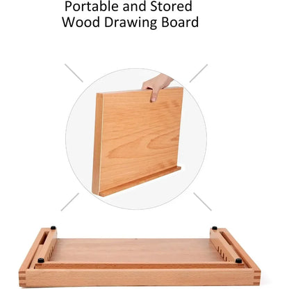 Wooden drawing table easel sketch board, 16 1/2 inches by 12 1/8 inches