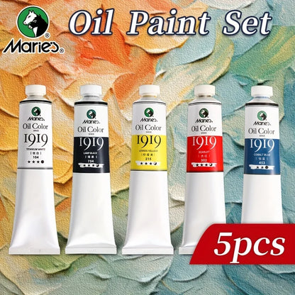 5pcs Marie's Oil Paints Set, 50ml (1.7fl. oz) x 5, Vibrant Colors