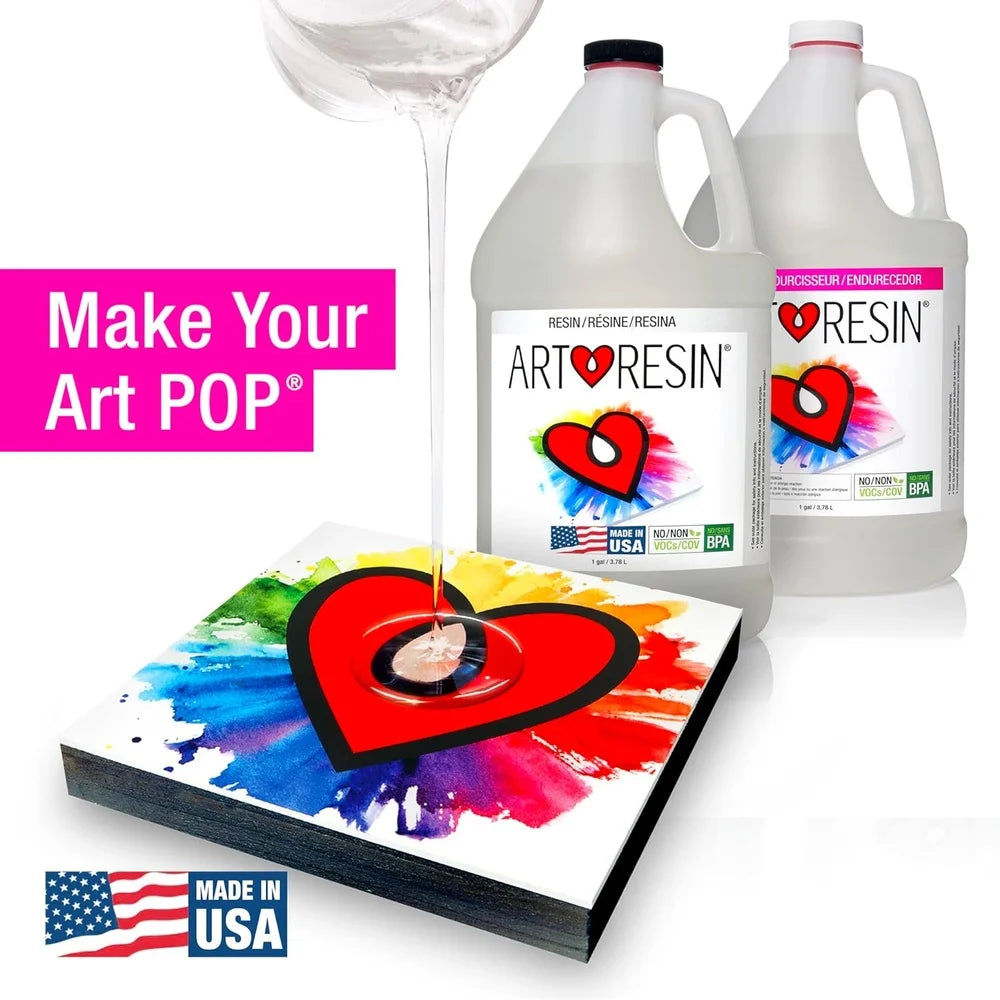 Crystal Clear Epoxy Resin 2 Gal Art Coating Kit 1 Gal Hardener Easy Application UV Resistant Liquid
