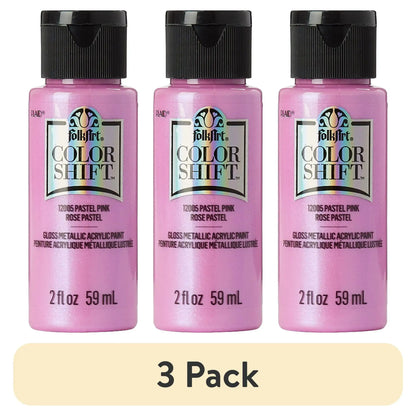 (3 pack) FolkArt Color Shift Acrylic Craft Paint, Gloss Finish, Pastel Pink, 2 fl oz