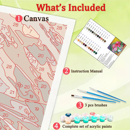 Creative Flowers DIY Art Paint By Numbers Kit Hand Painted On Canvas